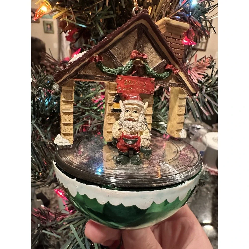 Eluceo In Motion Santa's Workshop Christmas Ornament Animated Vintage Light Plug